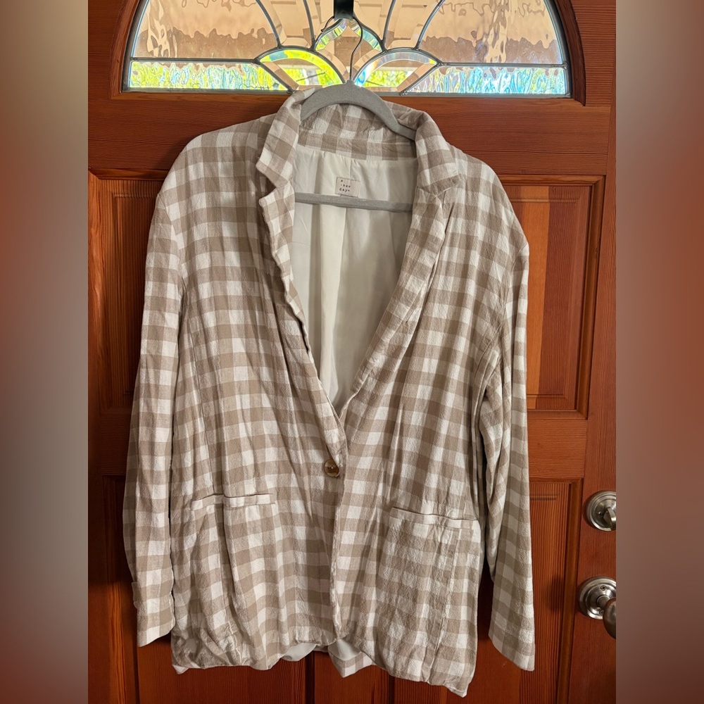 a new day Beige Checkered Blazer